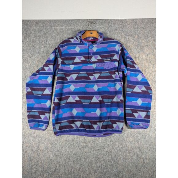 Patagonia‎ Synchilla Sweater Women's Medium Purple/Blue Fleece Snap T Pullover - Picture 2 of 8